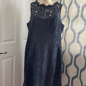 Sheath lace dress in navy blue